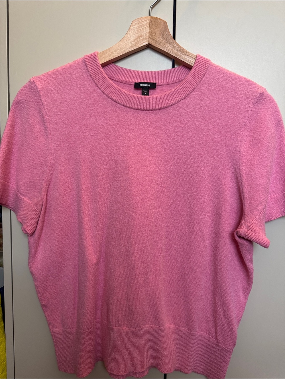 Express Pink Short Sleeve Crewneck Top